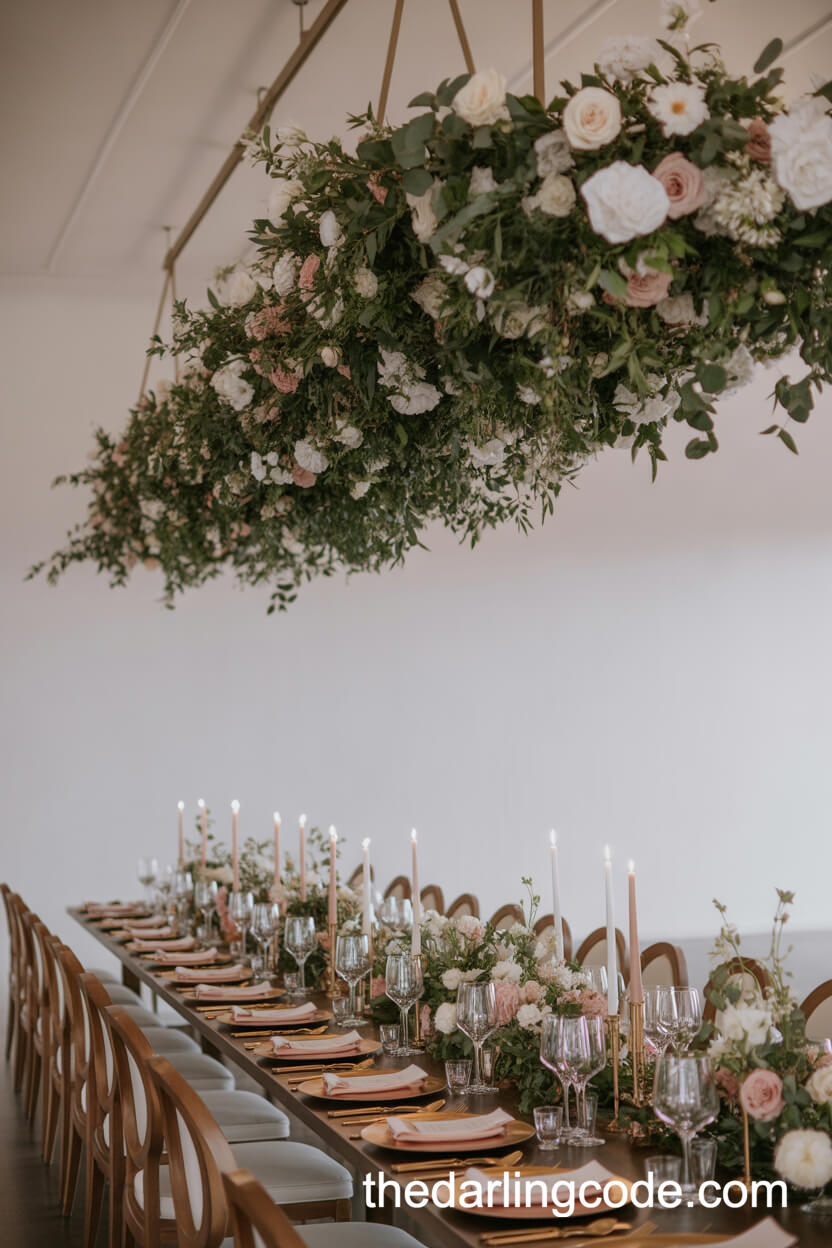 Dramatic Overhead Floral Chandelier