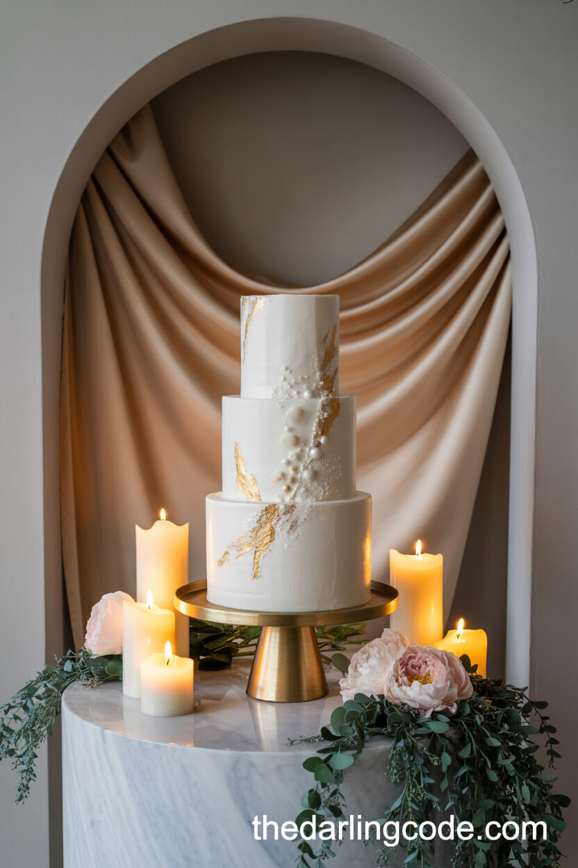 Showcase Wedding Cake In A Romantic Alcove