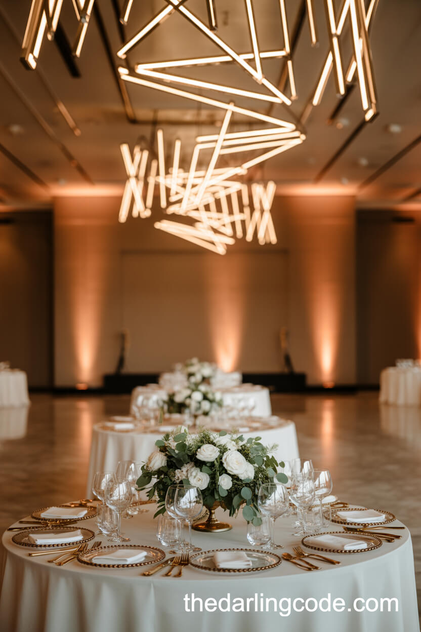 Reception Hall Featuring Statement Lighting