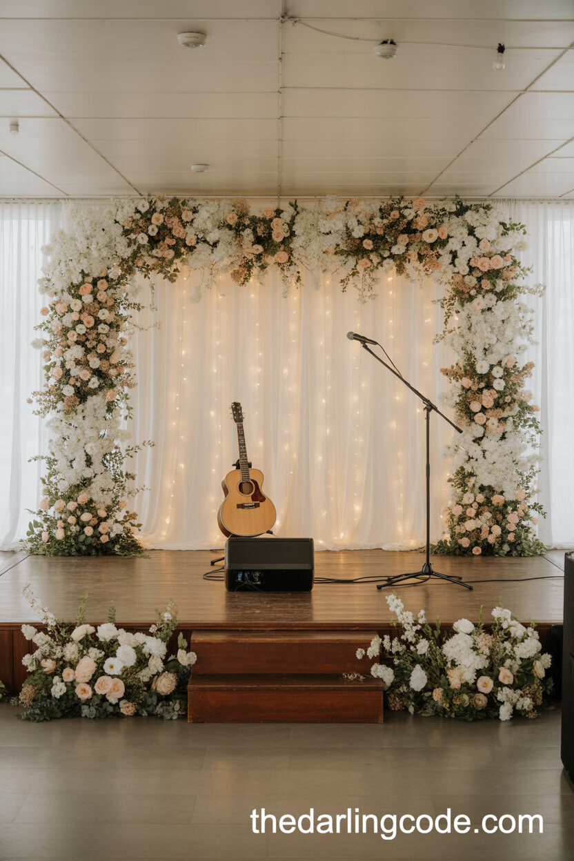 Acoustic Performance Stage With Floral Backdrop