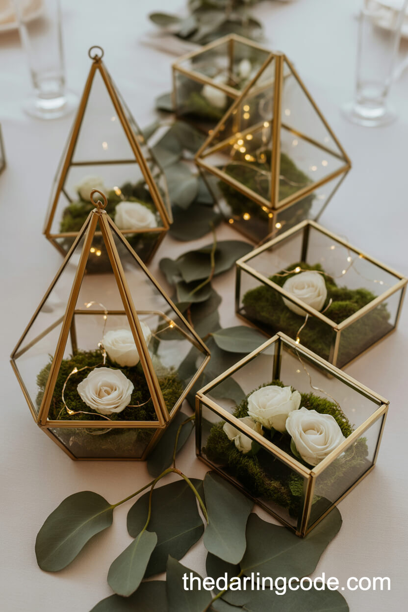 Geometric Terrariums With Fairy Lights