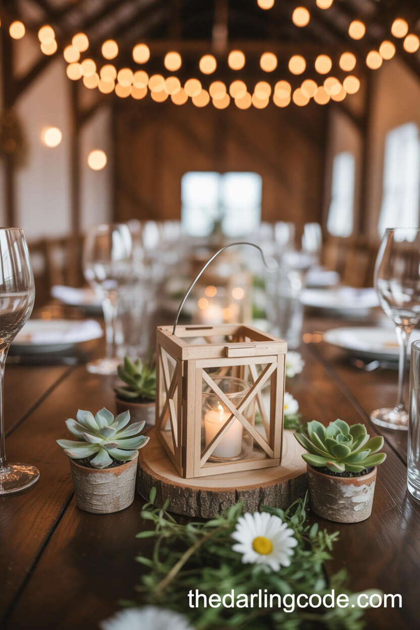 Rustic Lanterns And Succulent Charm
