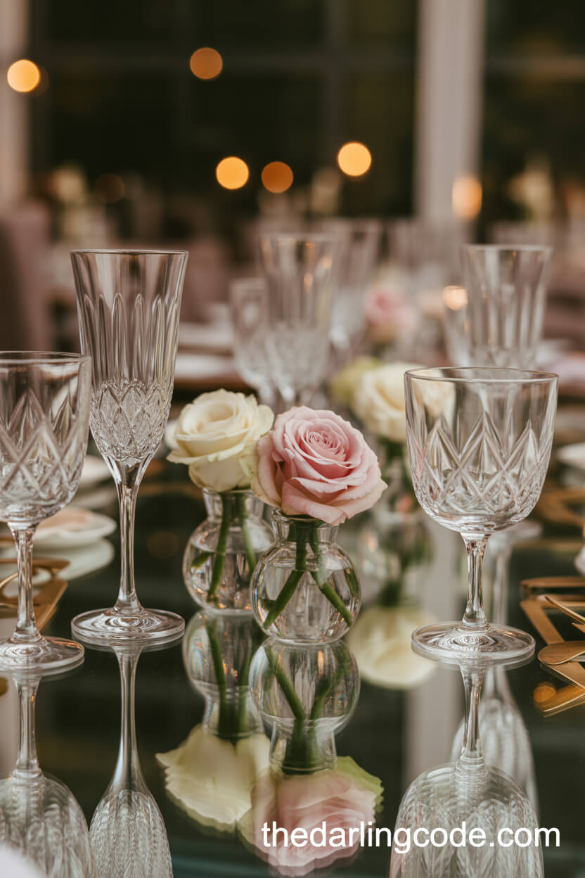 Sparkling Crystal And Tiny Rose Accents