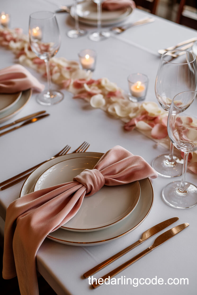 Velvet Napkins With A Rose Gold Touch