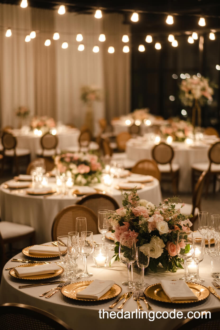 Luxurious Small Round Tables With Pink And White Florals