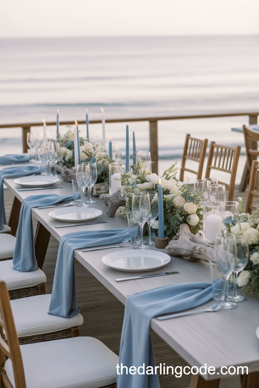 Seaside Table Arrangements With Ocean-Inspired Details