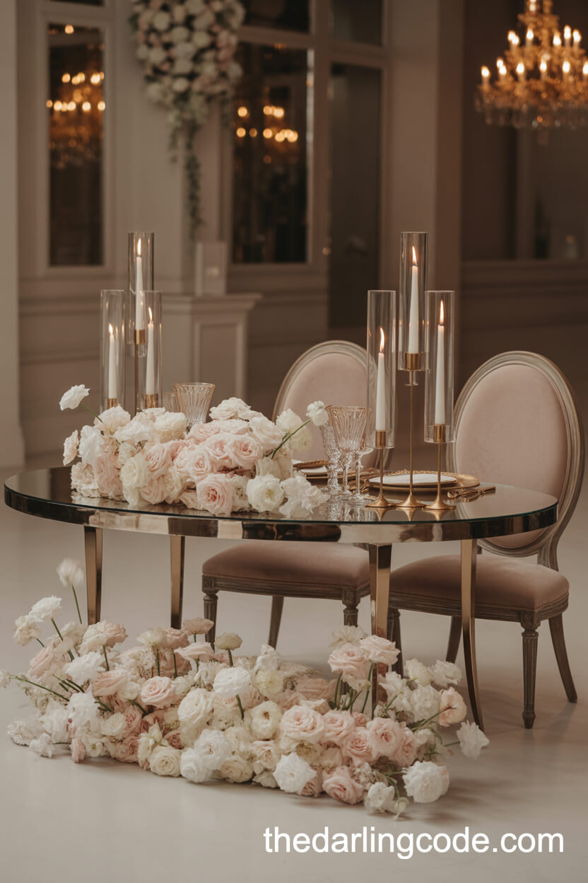 Romantic Sweetheart Table With Blush And Ivory Florals