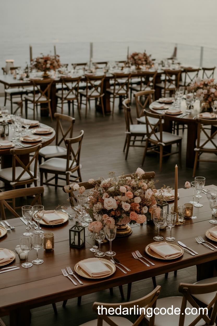 Chic Mix Of Round And Rectangular Wedding Tables