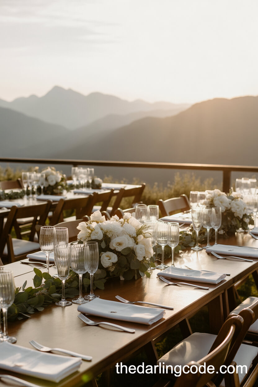Outdoor Rectangular Tables With Mountain Views