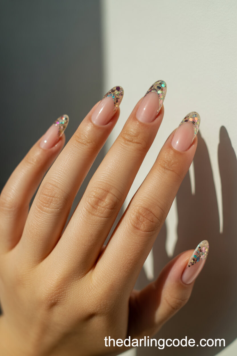 Chunky Rainbow Glitter Tips