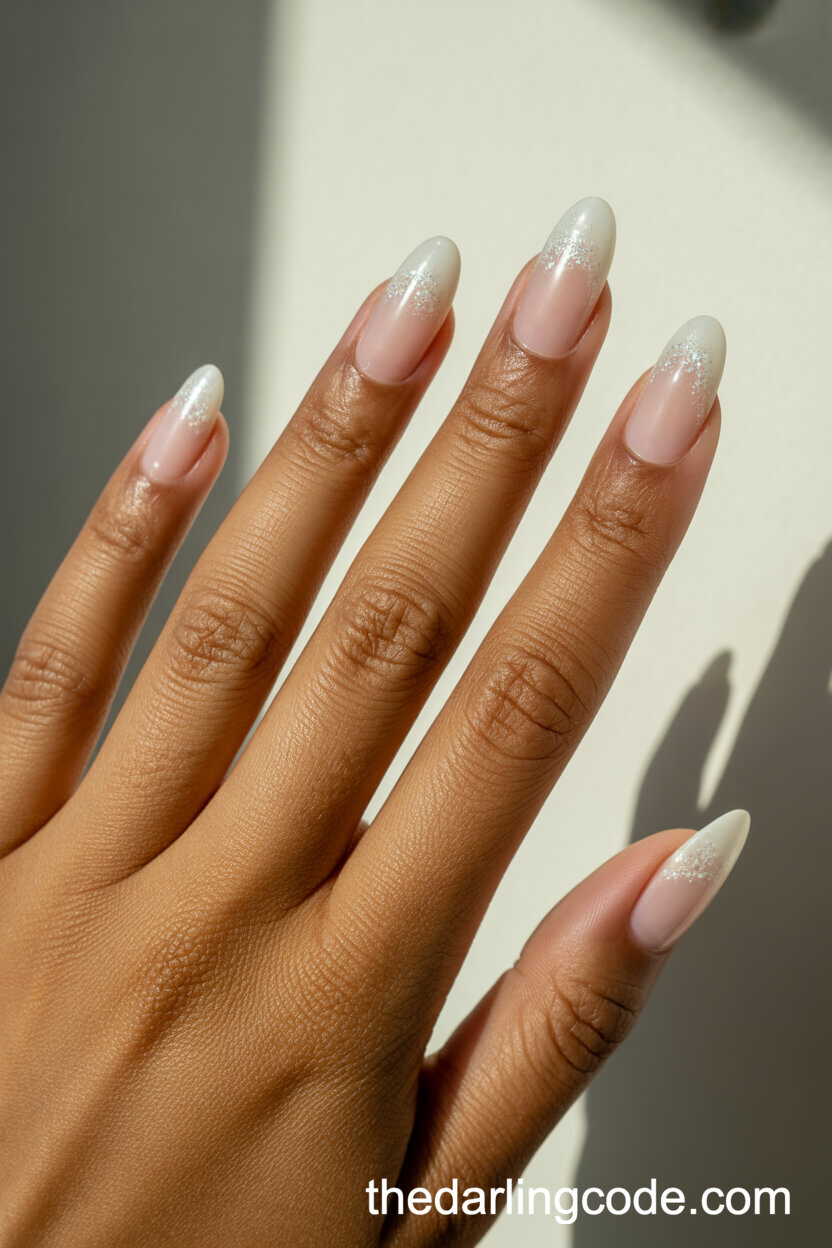 Milky White Micro-Glitter Fade