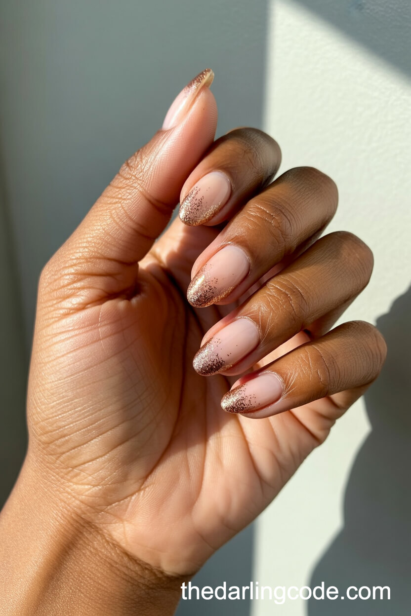 Rose Gold Glitter Ombré Fade