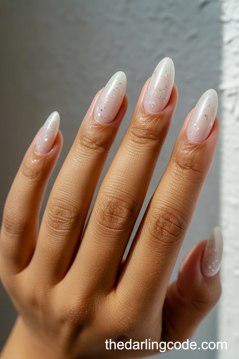 Milky White Pearlescent Glitter Ombré