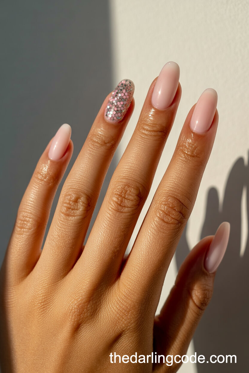 Pink And Silver Diamond Glitter Accent