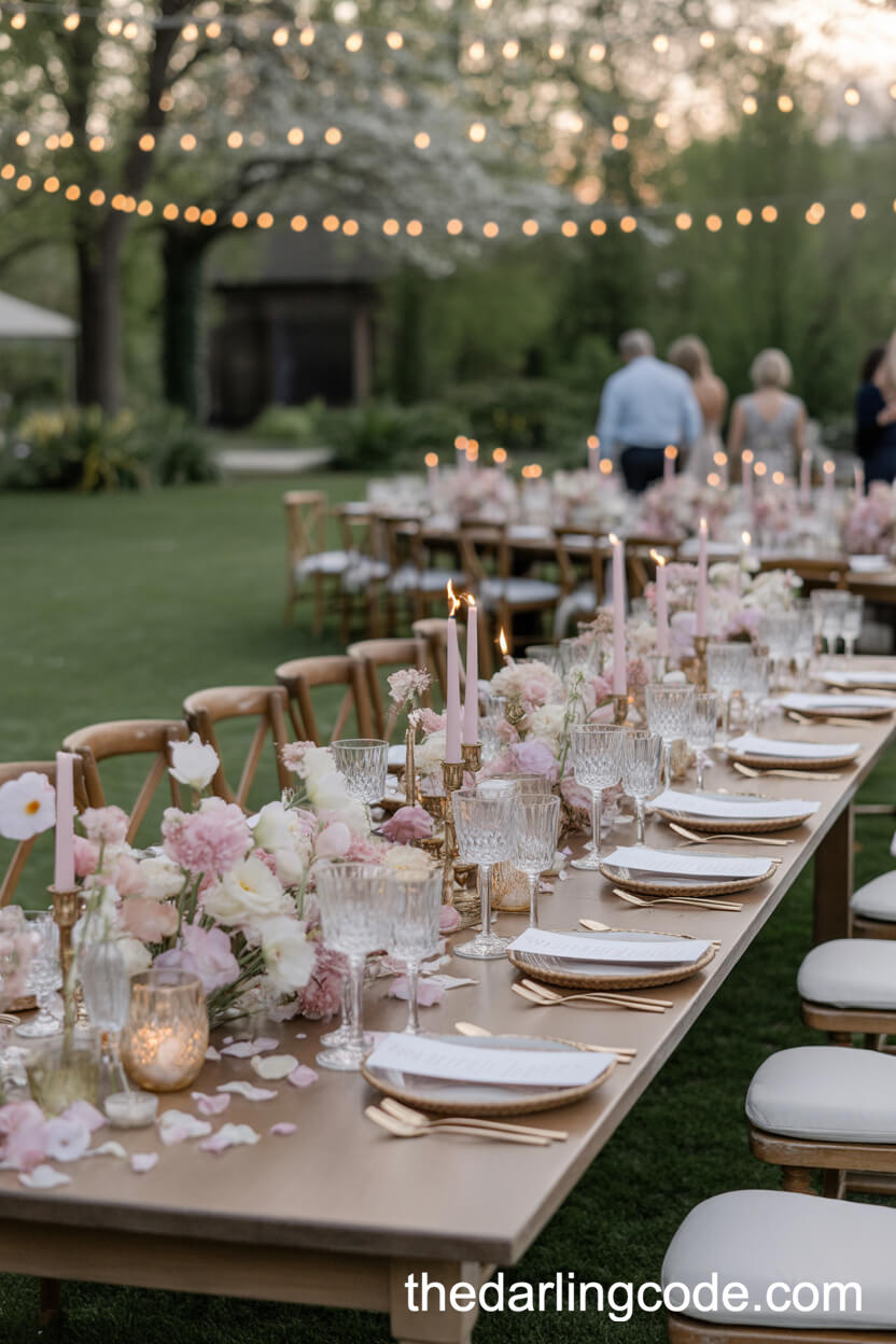 Luxurious Garden Engagement Party With Pastel Florals And Candlelight