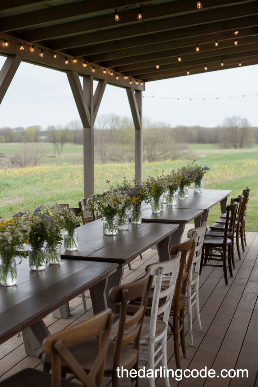Rustic Farmhouse Porch Celebration With Fairy Lights