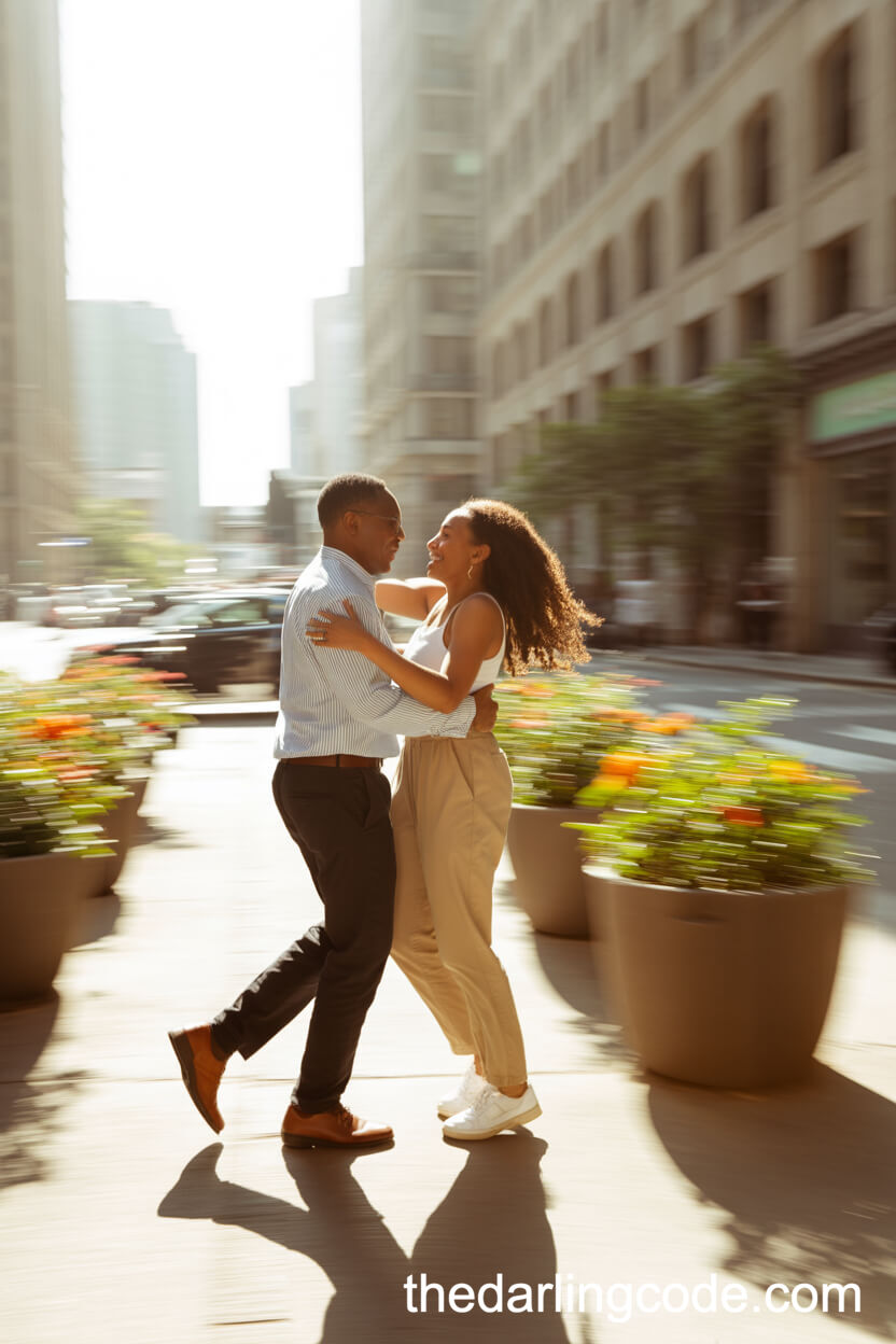 Spontaneous Sidewalk Dance In Blooming City Streets
