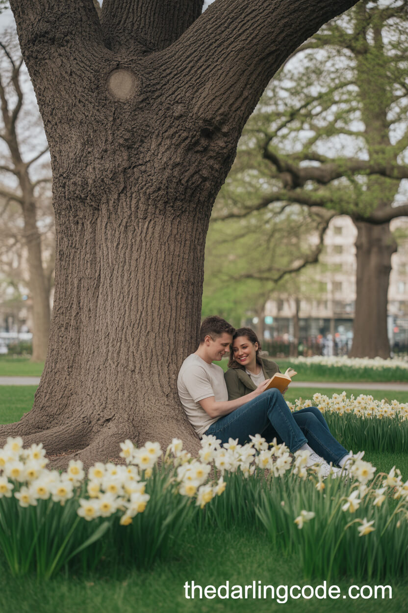 Sharing A Book Under An Oak Tree