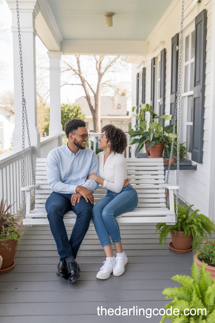 Porch Swing Moments Surrounded By Spring Blooms