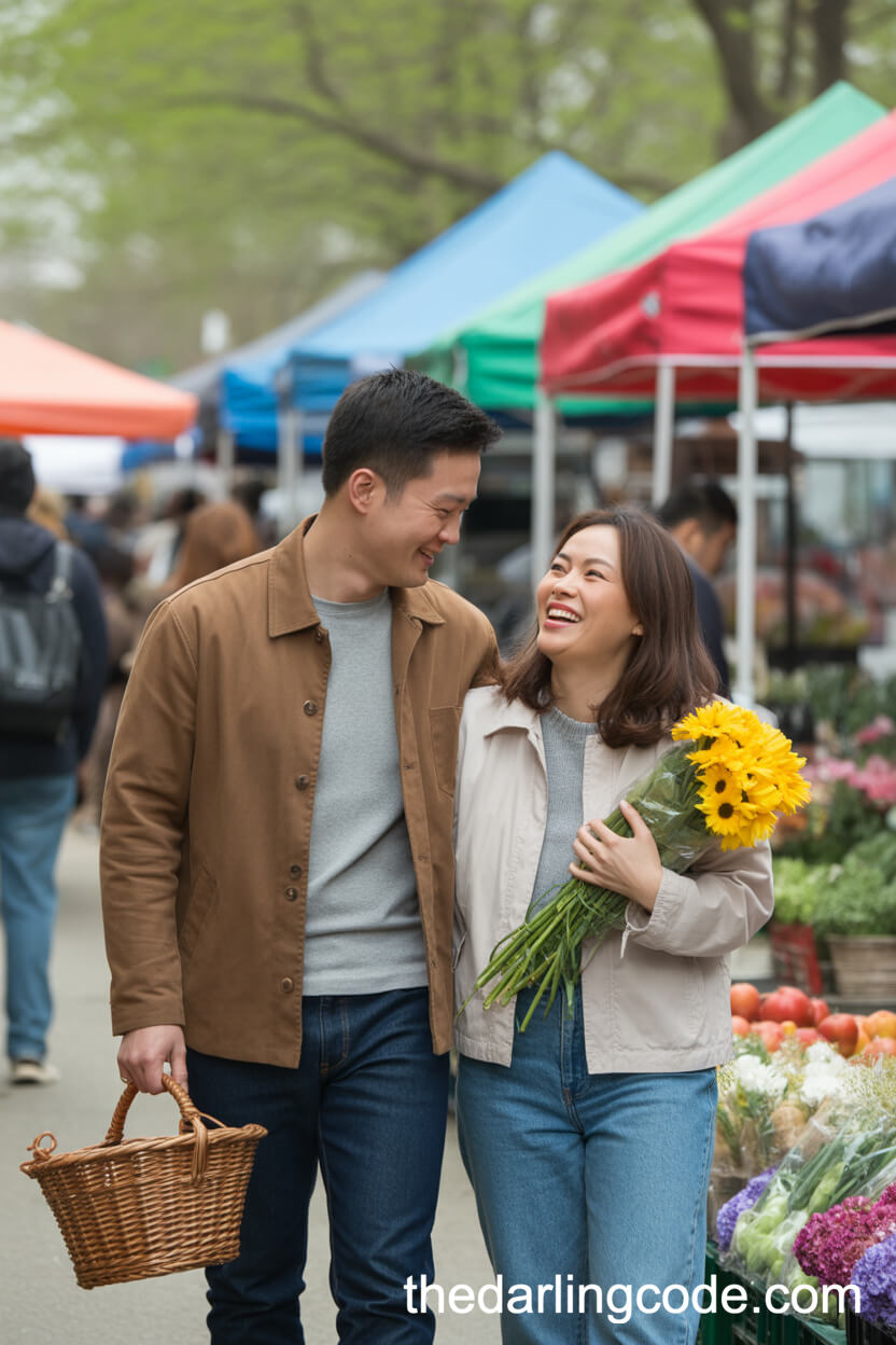 Flower Market Laughter And Candid Connection