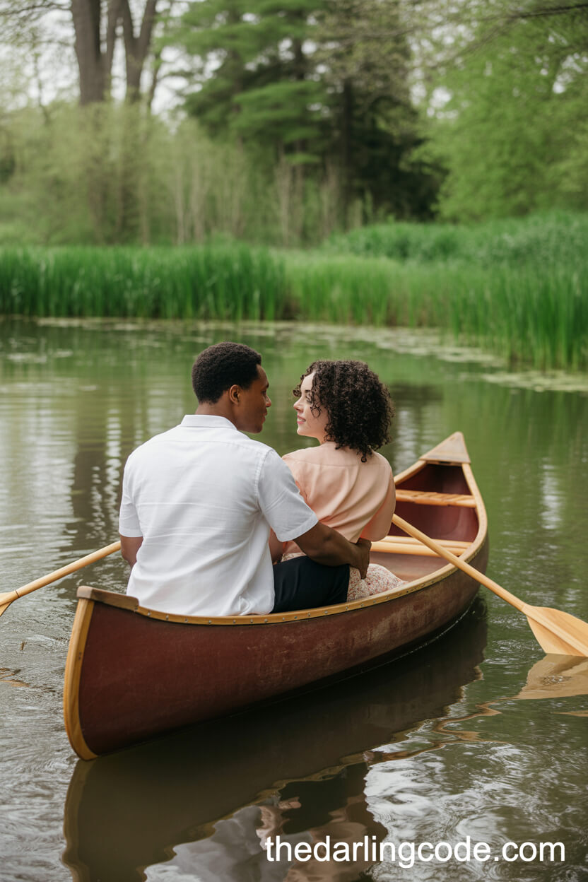 Tranquil Canoe Ride On A Springtime Pond