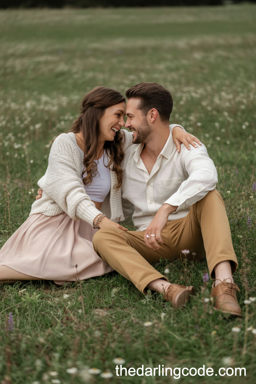 Blush Chiffon Skirt And Cozy Cardigan For A Wildflower Field Look