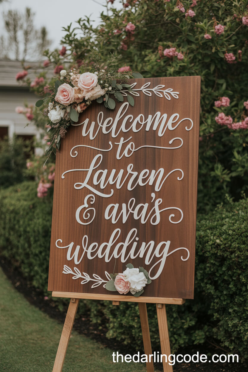Personalized Wooden Welcome Signs With Floral Decor