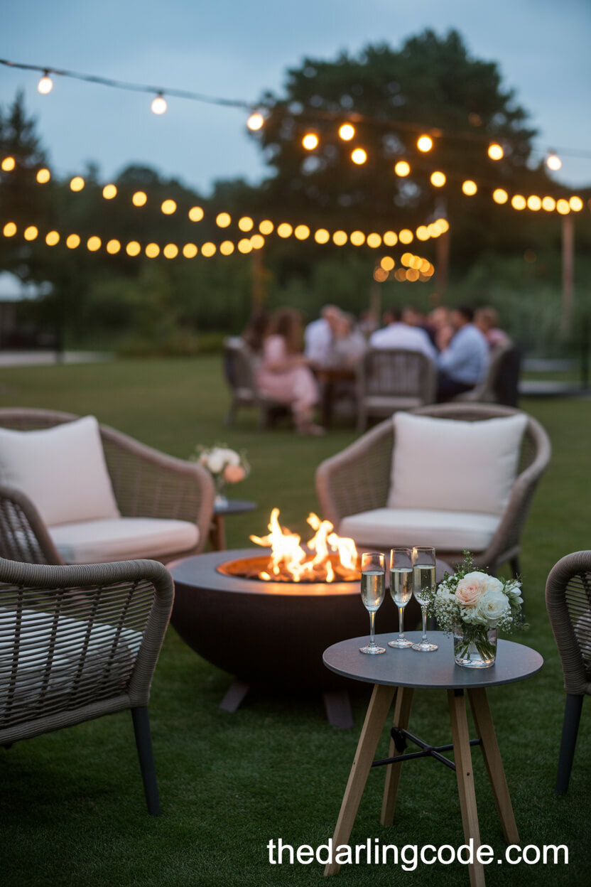 Cozy Garden Wedding Lounge Around A Fire Pit