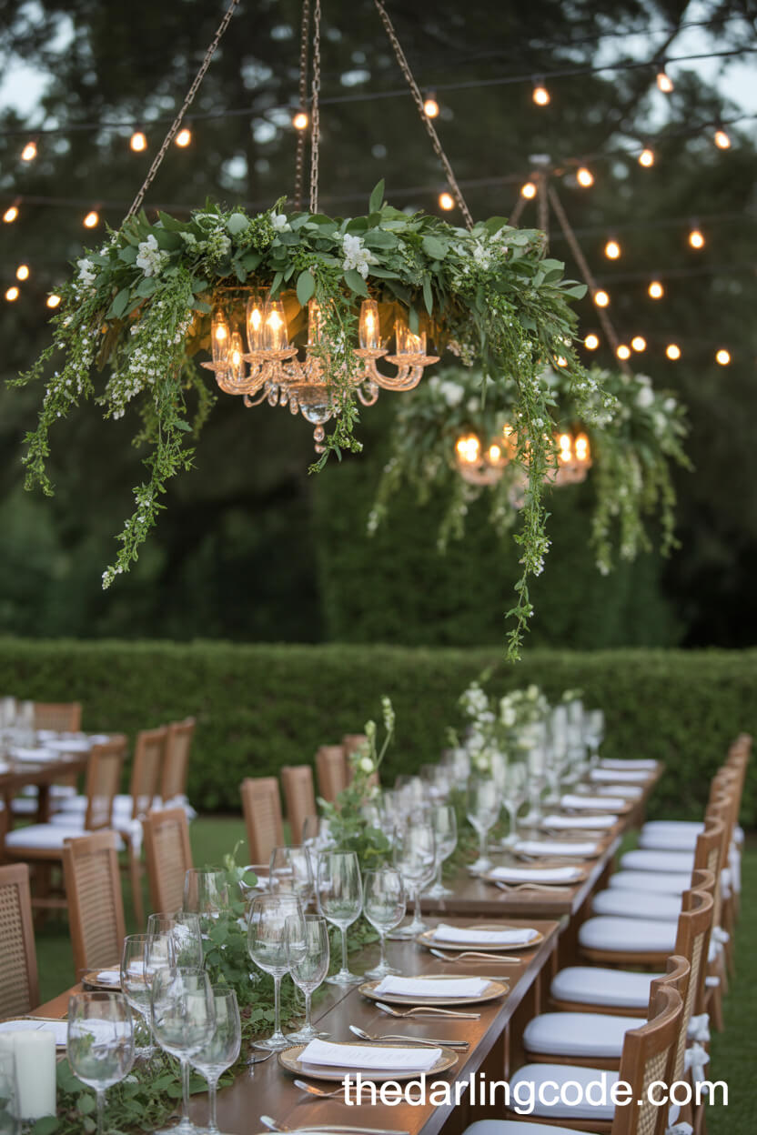Greenery Chandeliers For An Enchanting Outdoor Reception