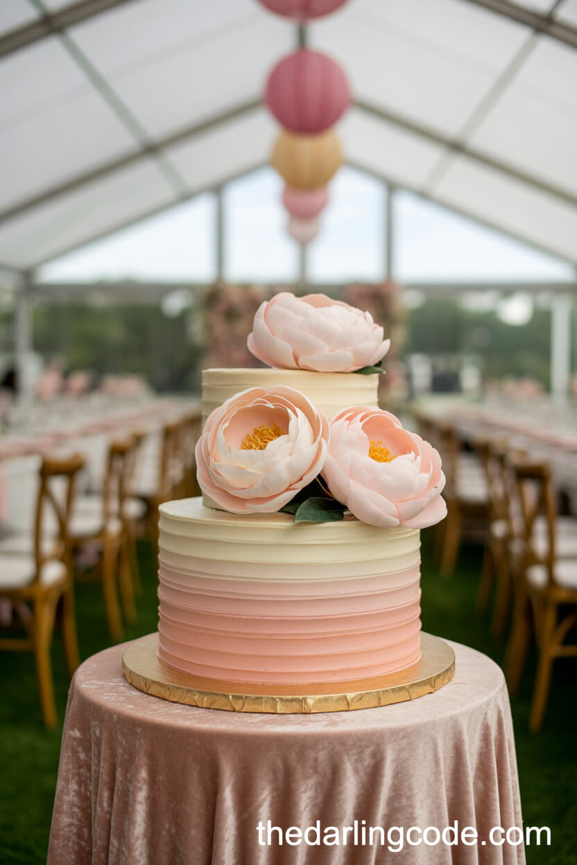 Blush Pink Ombre Buttercream Cake With Sugar Peonies