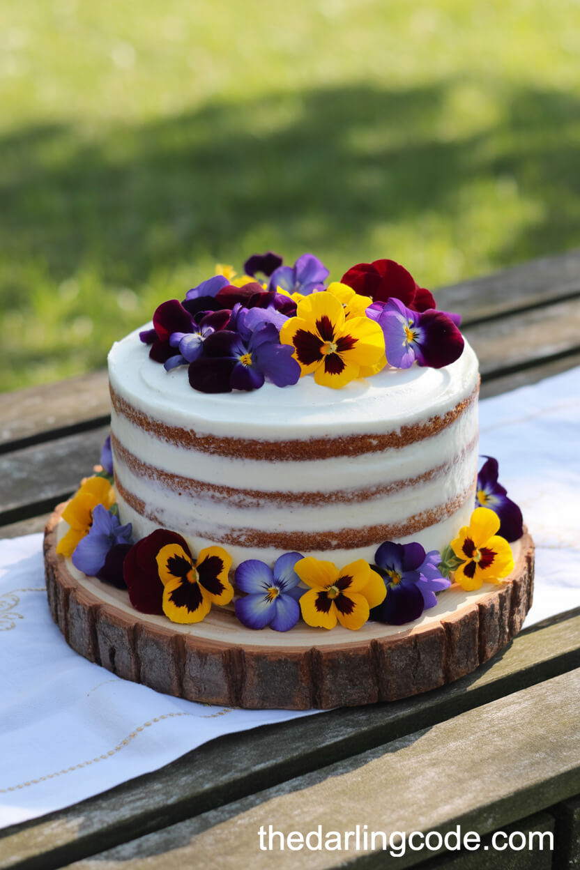 Vegan Carrot Cake With Edible Pansies