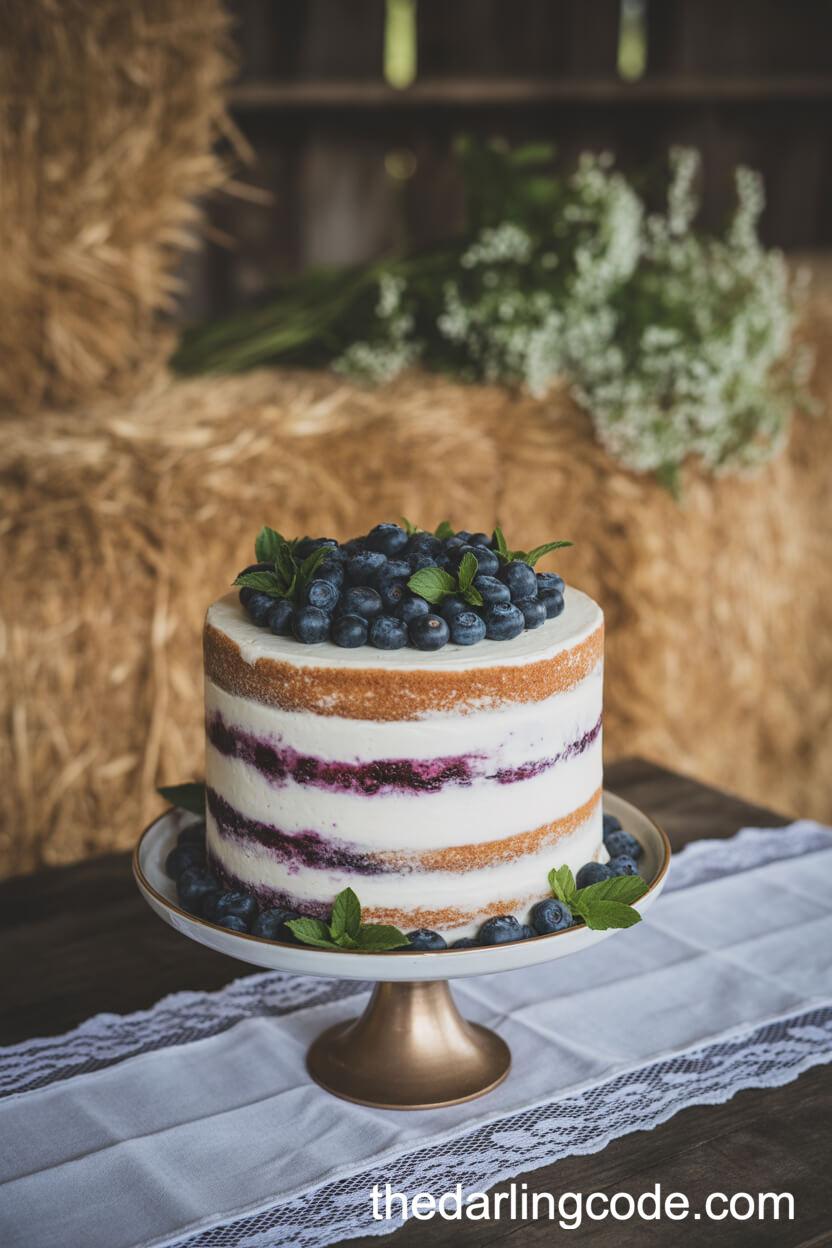 Naked Blueberry Compote Wedding Cake