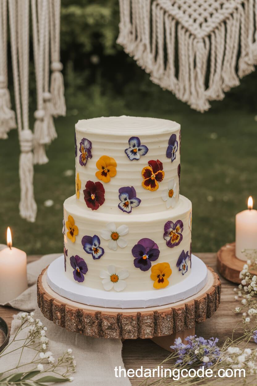 Buttercream Cake With Pressed Edible Flowers