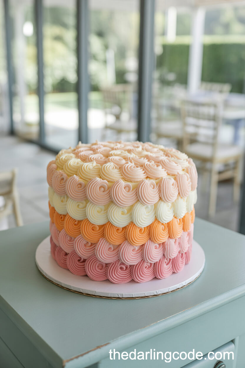 Buttercream Petal Ombre Wedding Cake