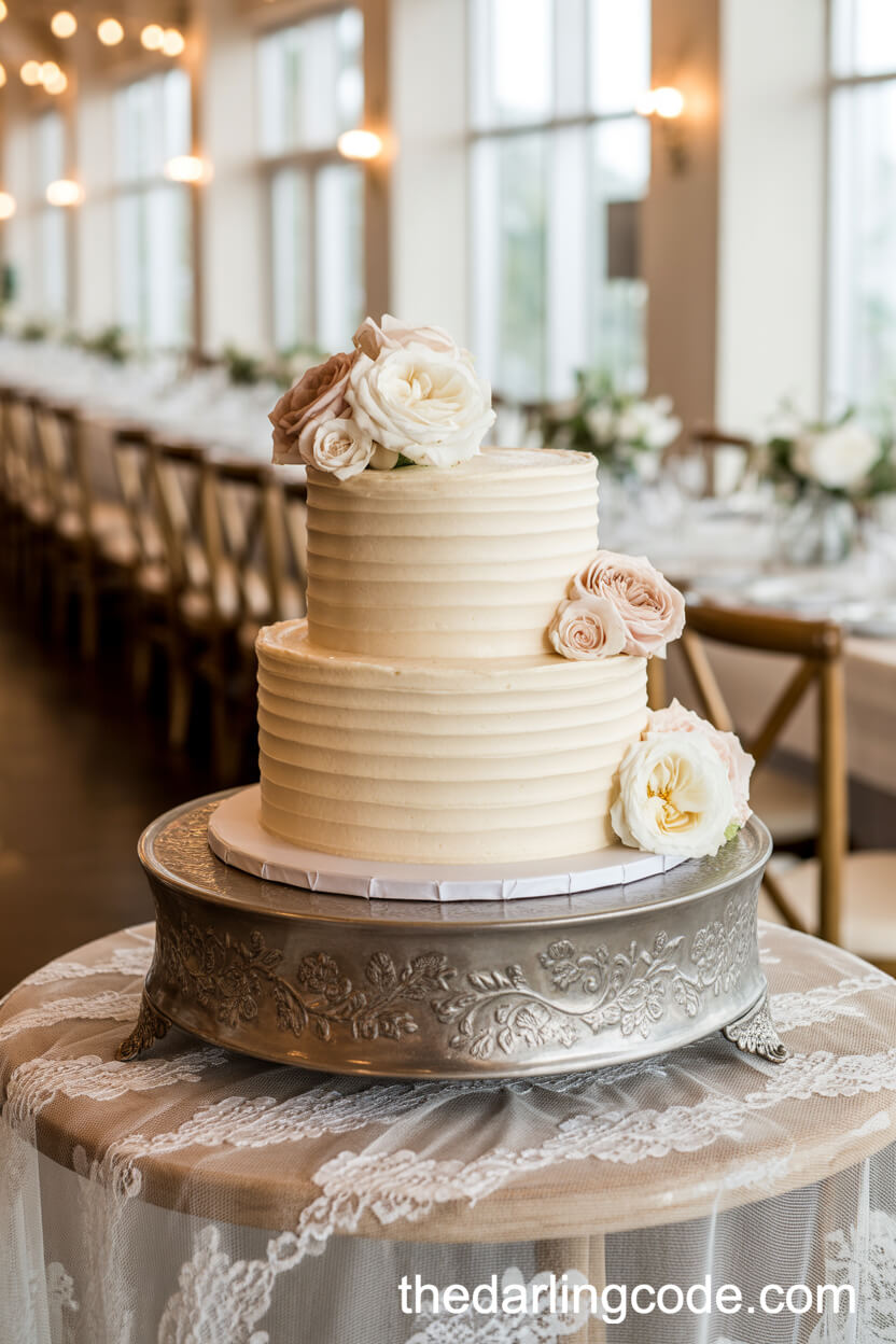 Classic Buttercream Cake With Garden Roses