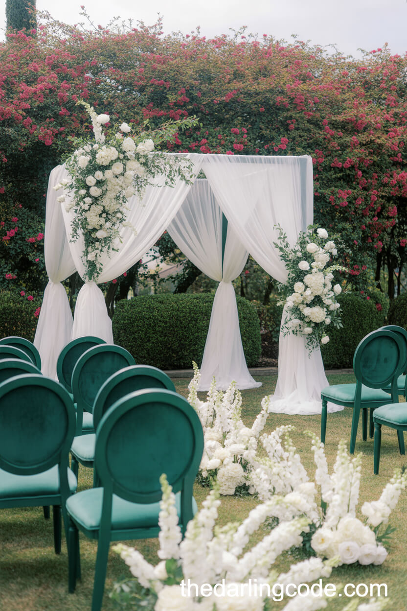 Emerald Green And White Garden Ceremony Colors