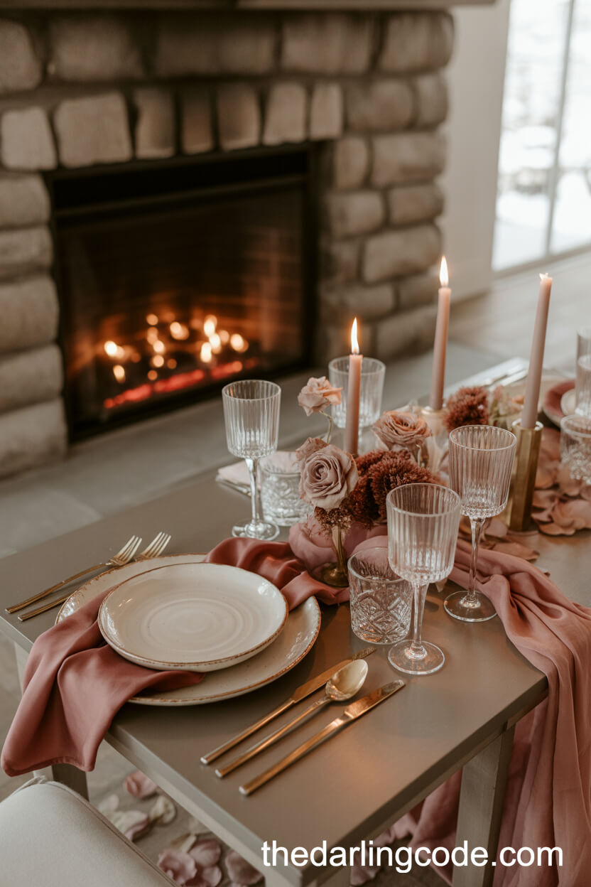 Dusty Rose And Taupe Sweetheart Table Colors