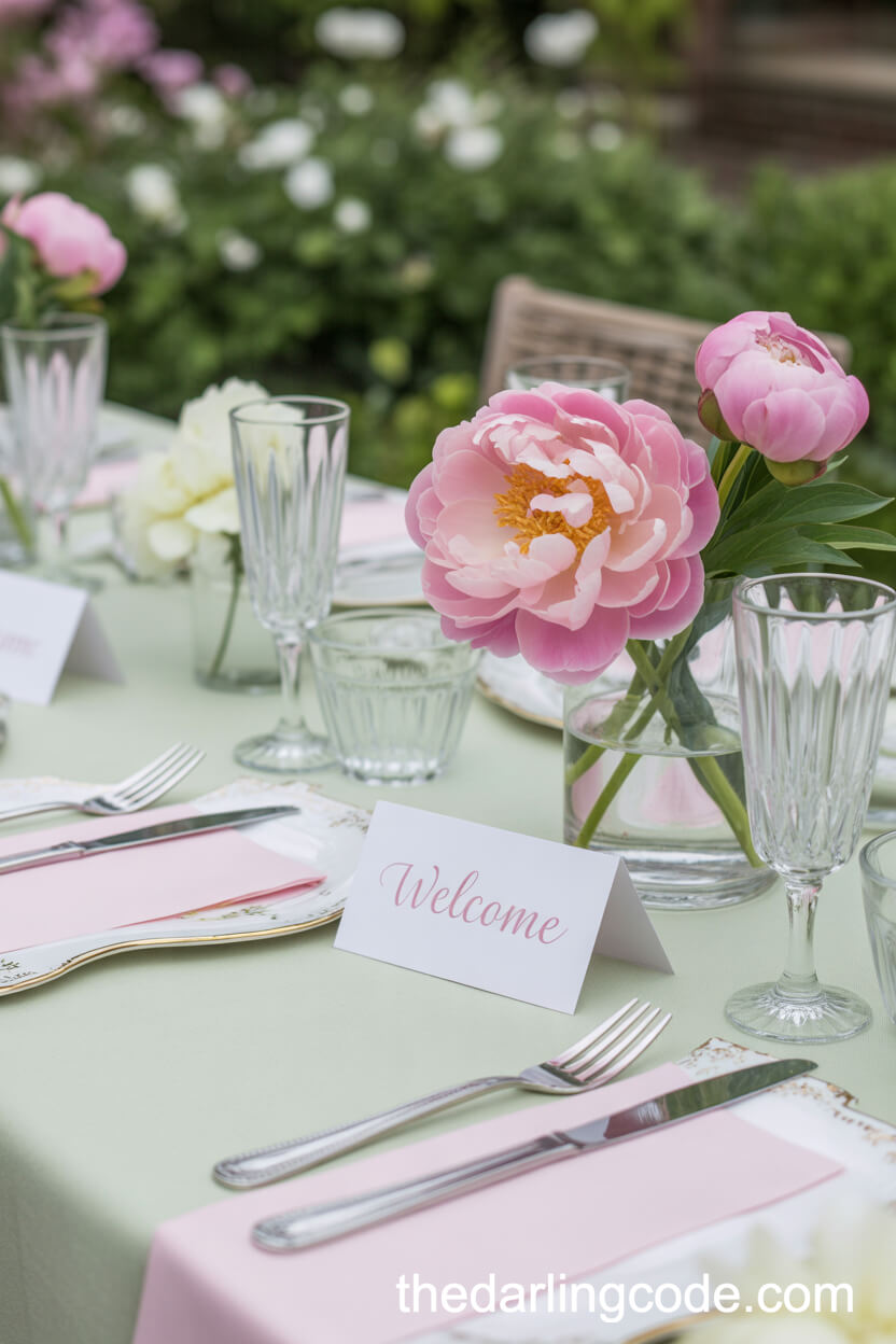 Pale Pistachio And Pink Garden Lunch Colors