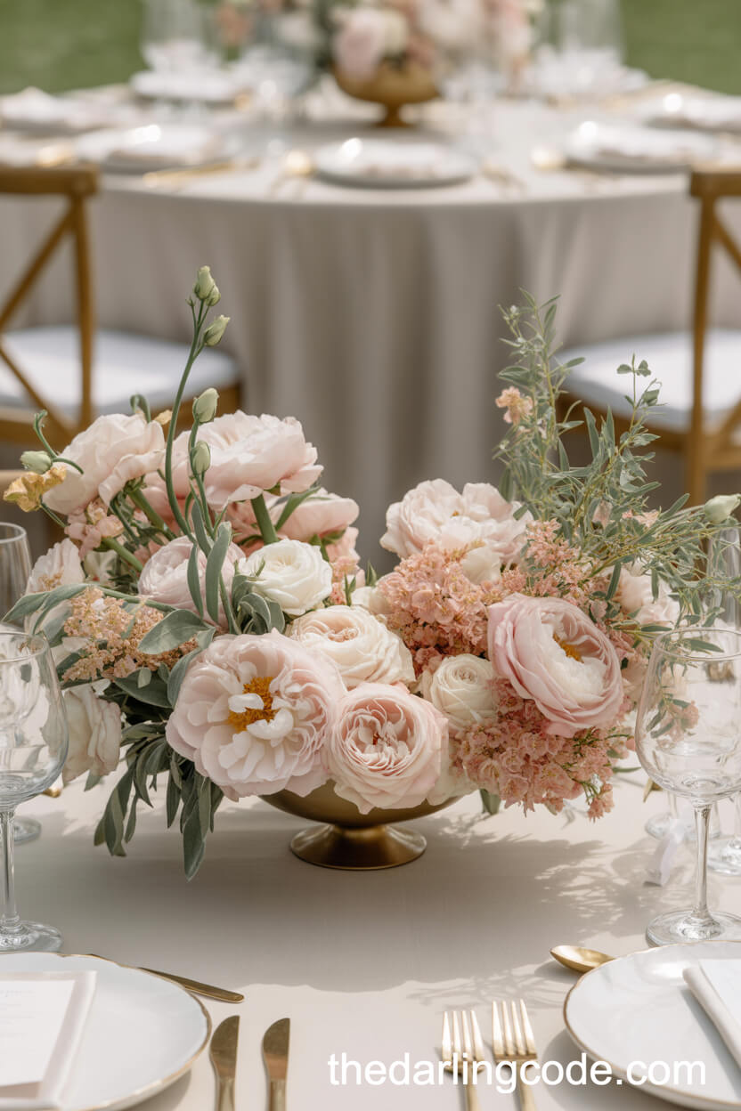 Blush Pink And Sage Classic Floral Arrangement Colors