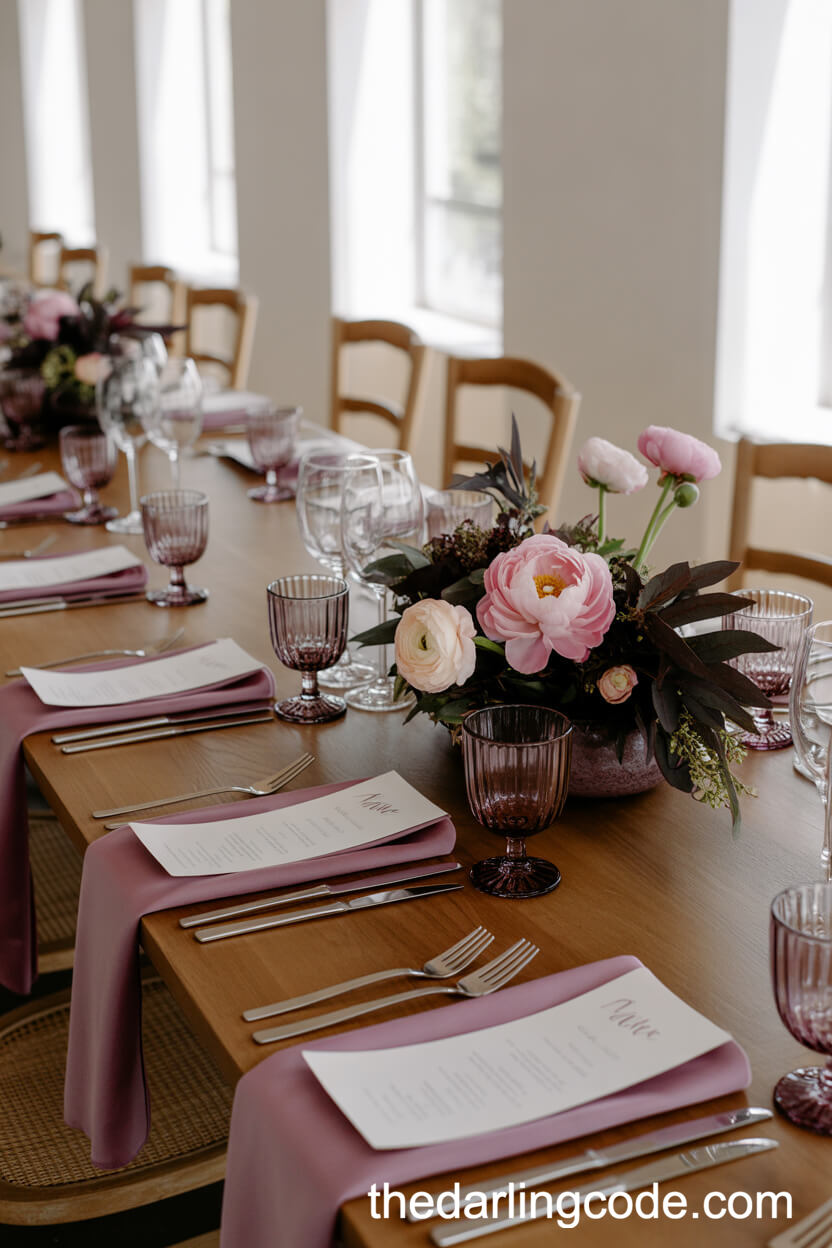 Mauve And Plum Spring Place Setting Colors
