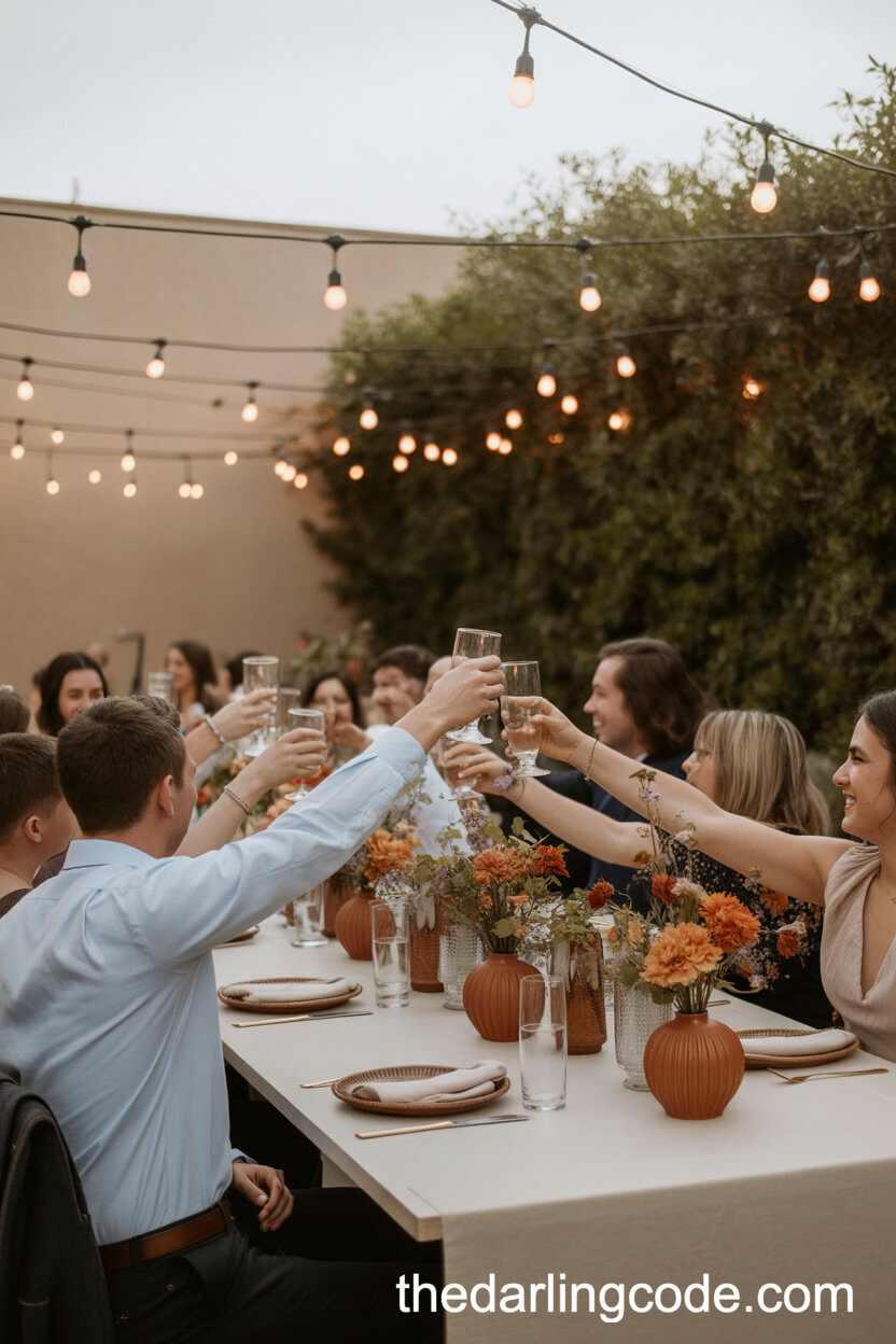 Terracotta And Cream Outdoor Reception Tones