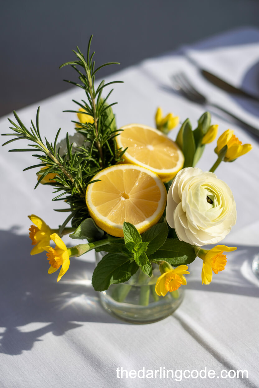 Fresh Citrus And Floral Table Centerpiece