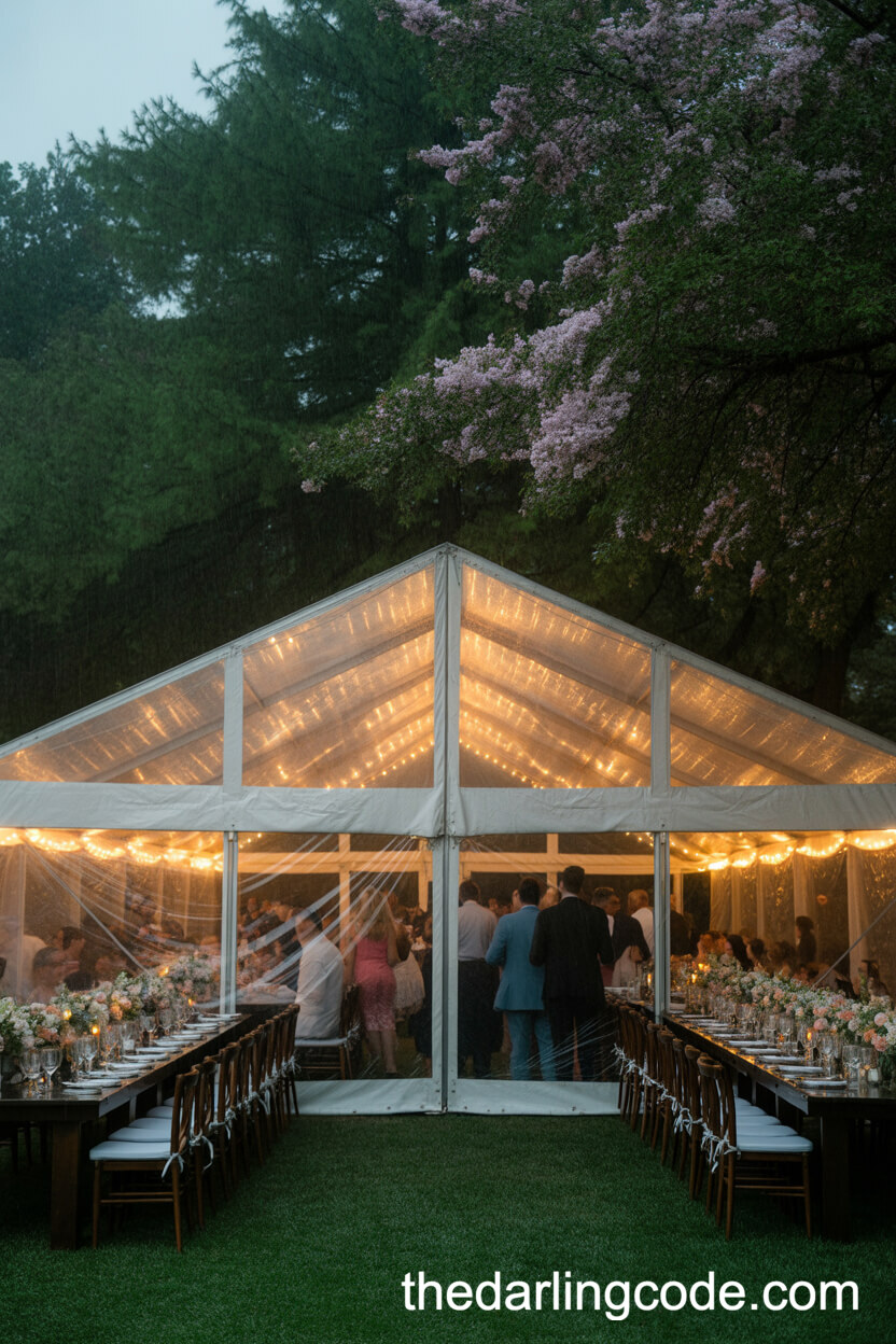 Clear-Topped Tent Reception After A Rainshower