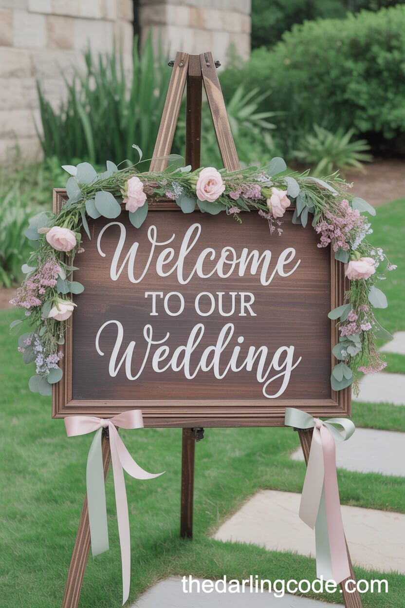 Floral Welcome Sign At The Garden Entrance