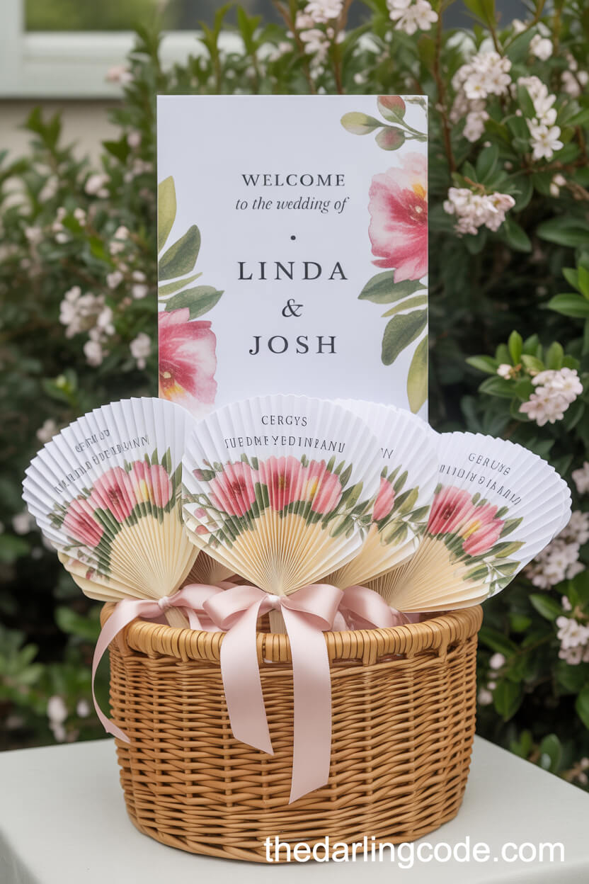 Fan-Shaped Floral Wedding Programs For Guests