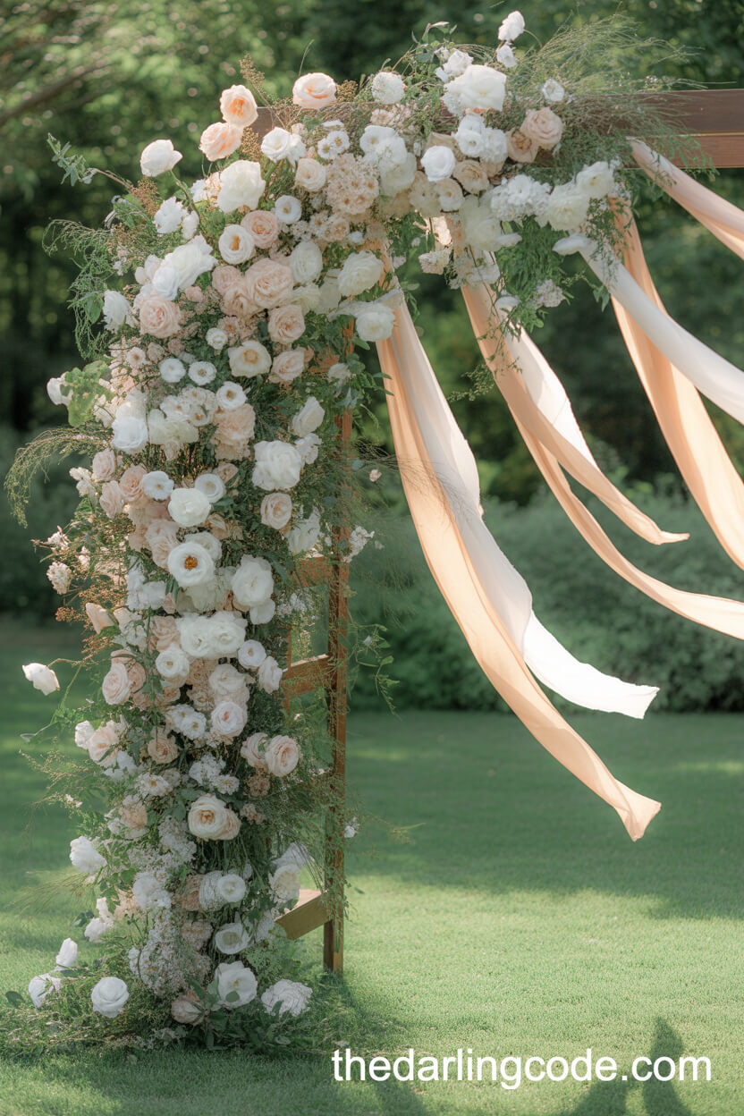 Lush Flower-Adorned Ceremony Arch