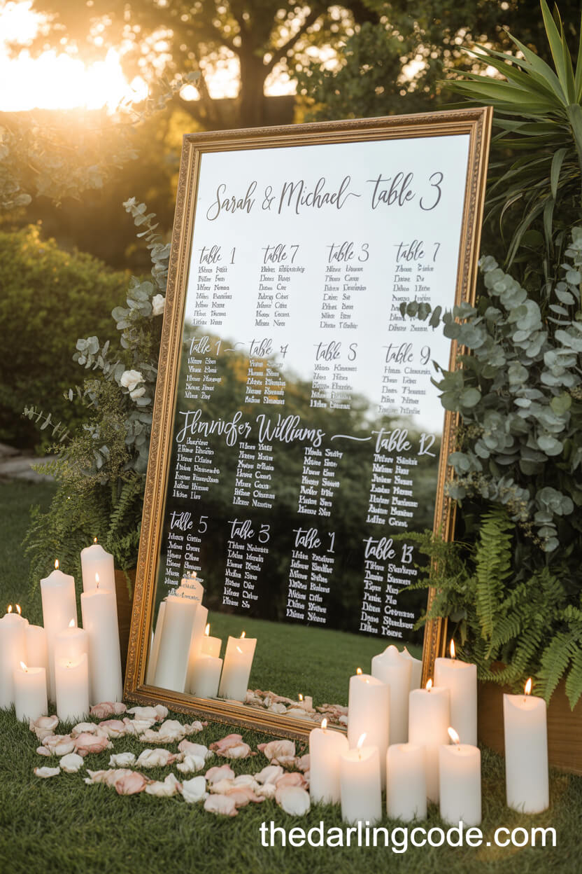 Ornate Mirror Seating Chart Display
