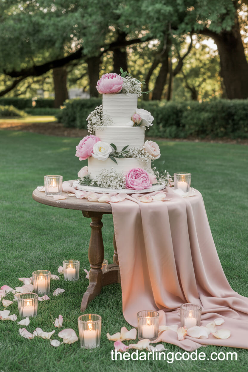 Romantic Floral Wedding Cake Display