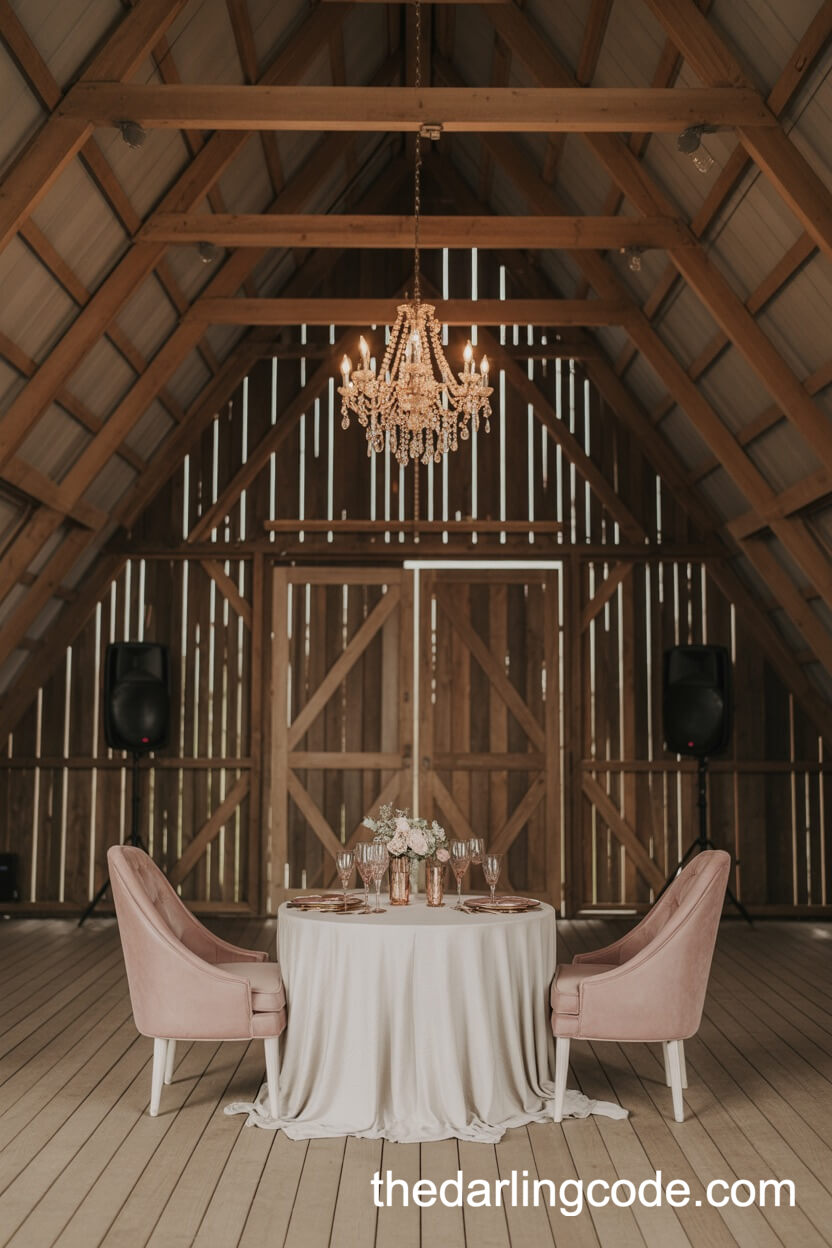Intimate Sweetheart Table In The Barn Loft