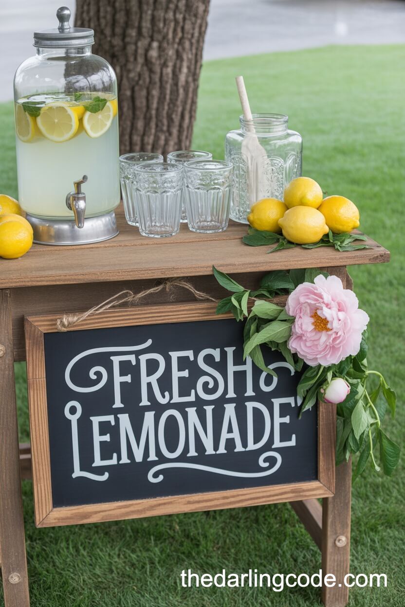 Rustic Bar Stand With Fresh Lemonade Display
